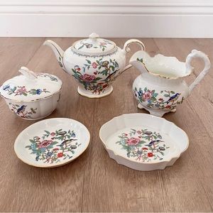 Rare Aynsley 'Pembroke' Tea Set - Tea Pot Creamer Sugar Bowl‎ & 2 Dishes Vintage